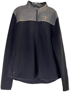 New Orleans Saints Women’s 3X Full Zip Lightweight Jacket Black Gray Textured